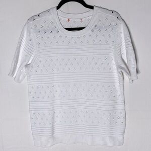 Joe Fresh White Knit Crew Neck Short Sleeve Sweater S
